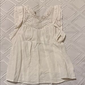 mine Cream Crochet Yoke Sleeveless Blouse